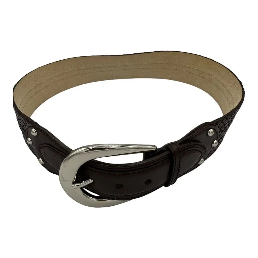 Michael Kors‎ Womens Leather Wide Woven Belt Brown Size Medium 551610